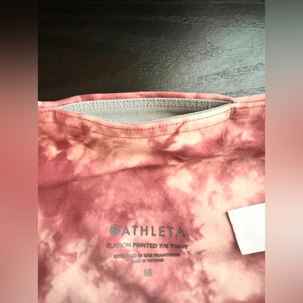 Athleta Women 25" Elation Printed 7/8 Tight Pink Maroon Tie Dye - size M - Picture 7 of 9